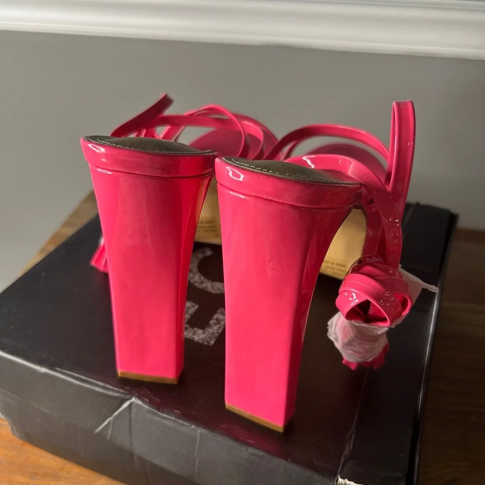 EGO Platform High‎ Heels Pink Strappy Tie Up Sandals Party Sexy Womens Shoes